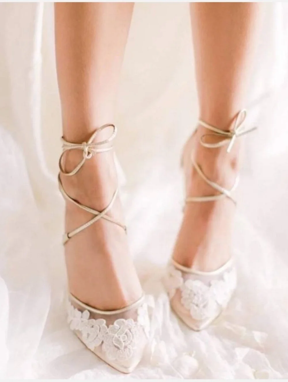 Bella Belle | Anita Gold Lace Wedding Shoes Size 7